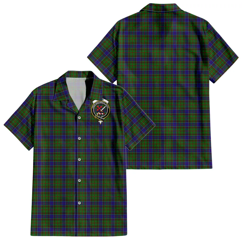 Adam Tartan Short Sleeve Button Down Shirt with Family Crest