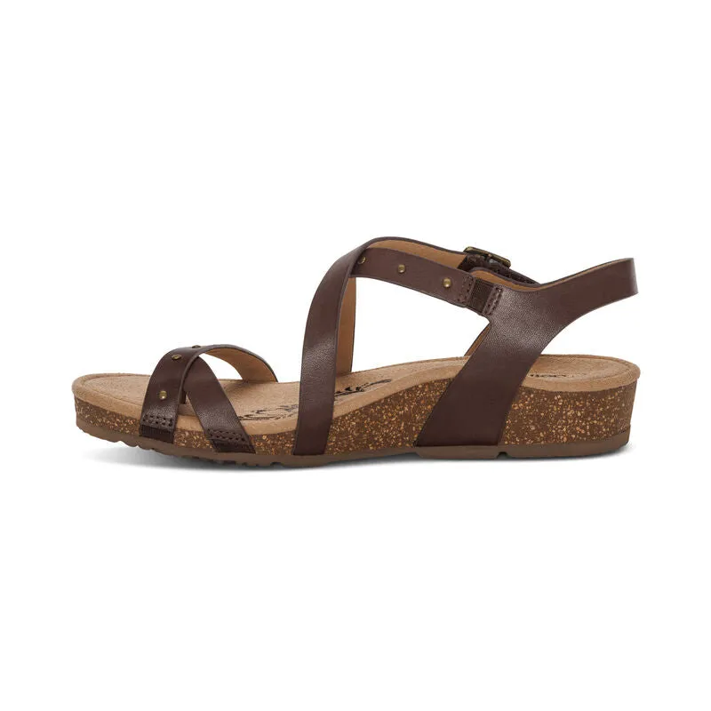 Aetrex Lauren Adjustable Cross Band Coffee Sandal