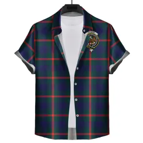 Agnew Tartan Short Sleeve Button Down Shirt with Family Crest