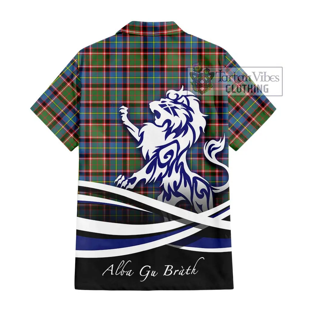 Aikenhead Tartan Short Sleeve Button Shirt with Alba Gu Brath Regal Lion Emblem