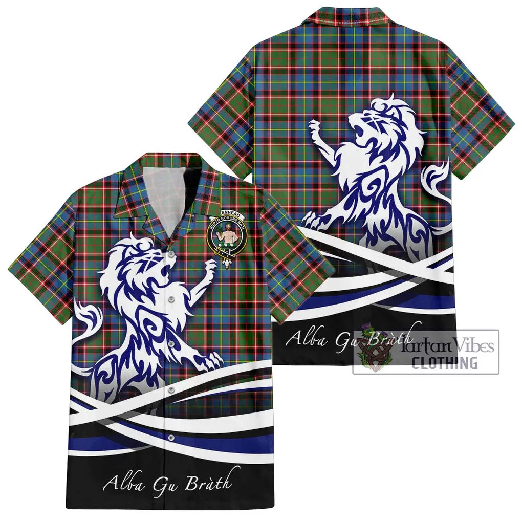 Aikenhead Tartan Short Sleeve Button Shirt with Alba Gu Brath Regal Lion Emblem