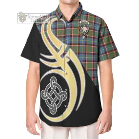 Aikenhead Tartan Short Sleeve Button Shirt with Family Crest and Celtic Symbol Style