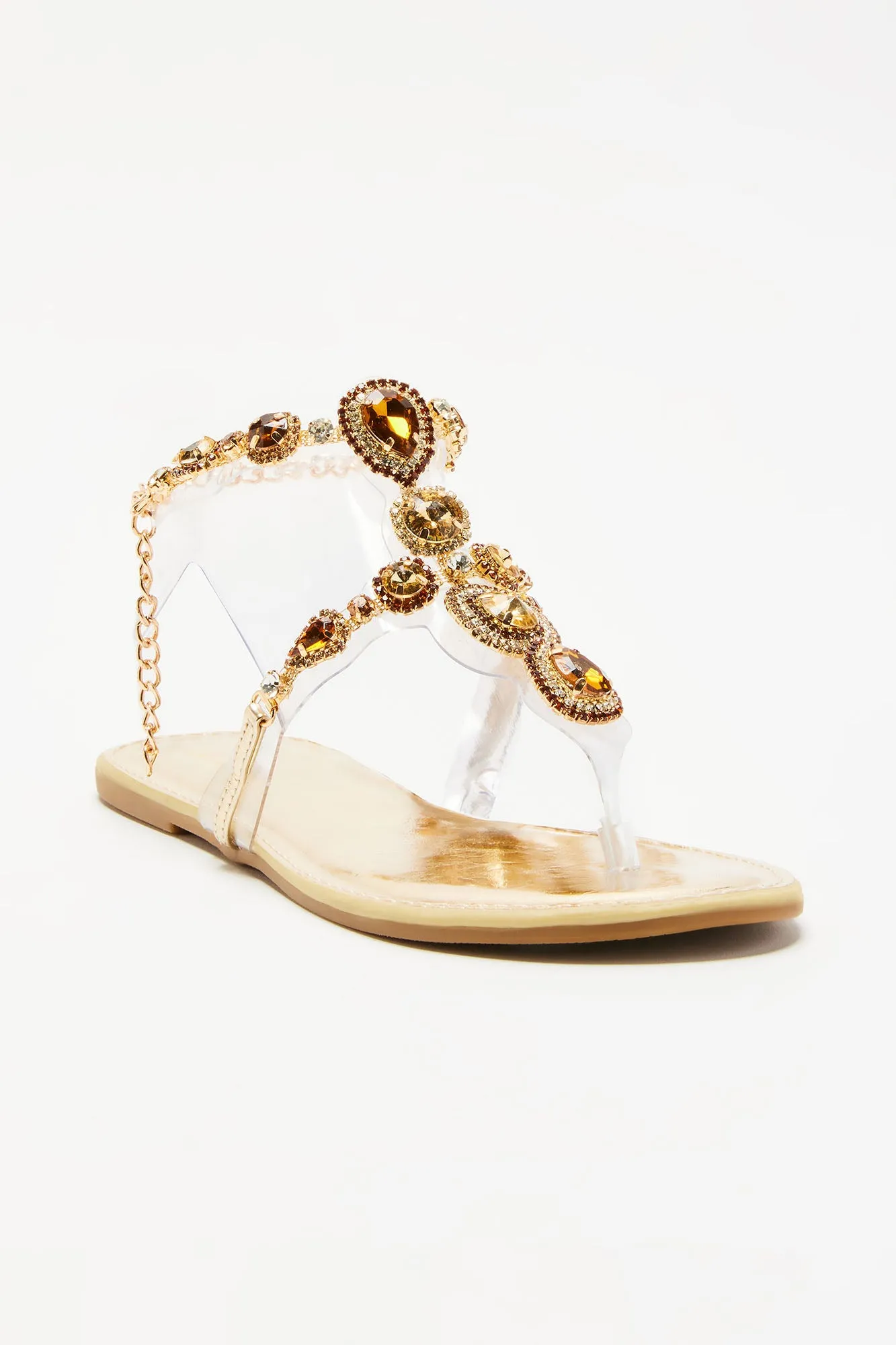 Aislinn Embellished Strappy Sandals - Gold