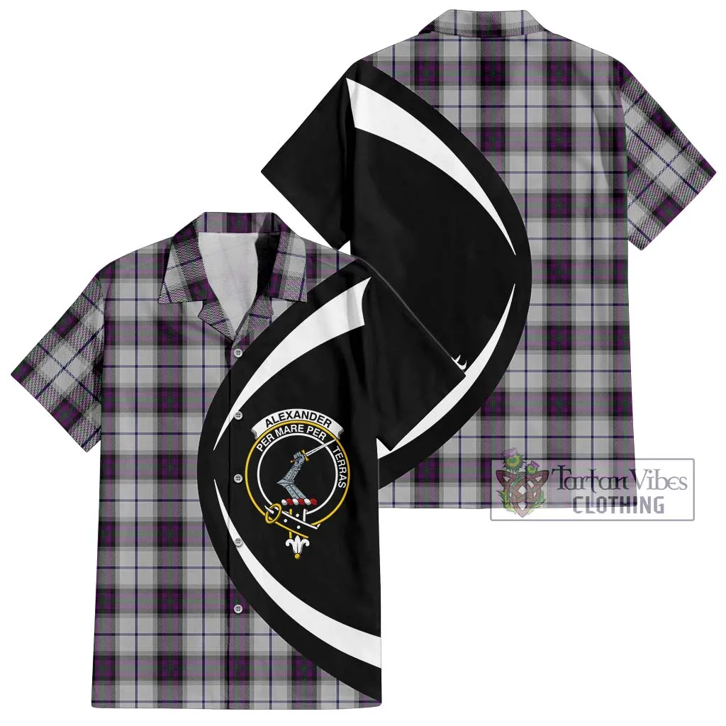 Alexander of Menstry Dress Tartan Short Sleeve Button Up with Family Crest Circle Style