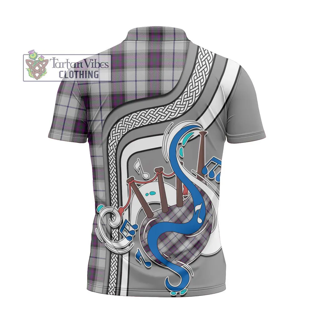 Alexander of Menstry Dress Tartan Zipper Polo Shirt with Epic Bagpipe Style