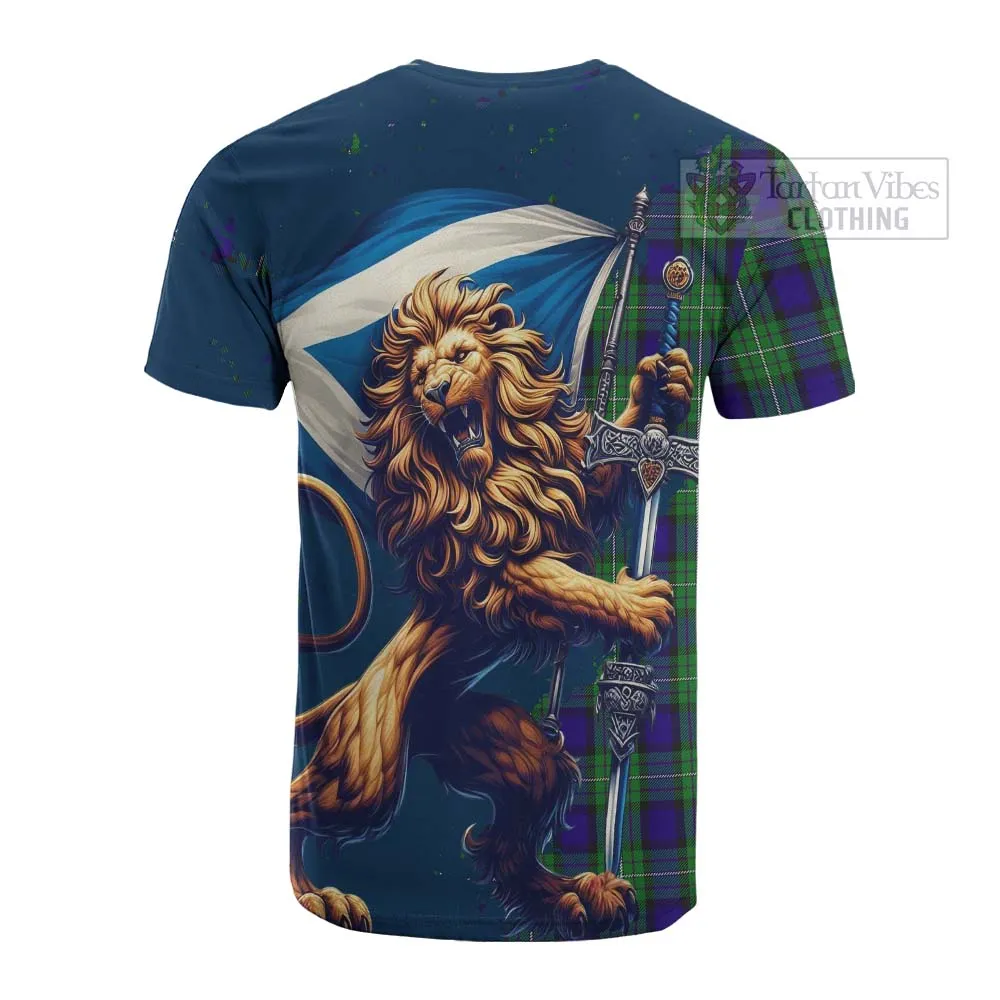 Alexander Tartan Family Crest Cotton T-shirt with Scottish Majestic Lion