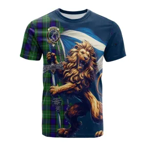 Alexander Tartan Family Crest Cotton T-shirt with Scottish Majestic Lion