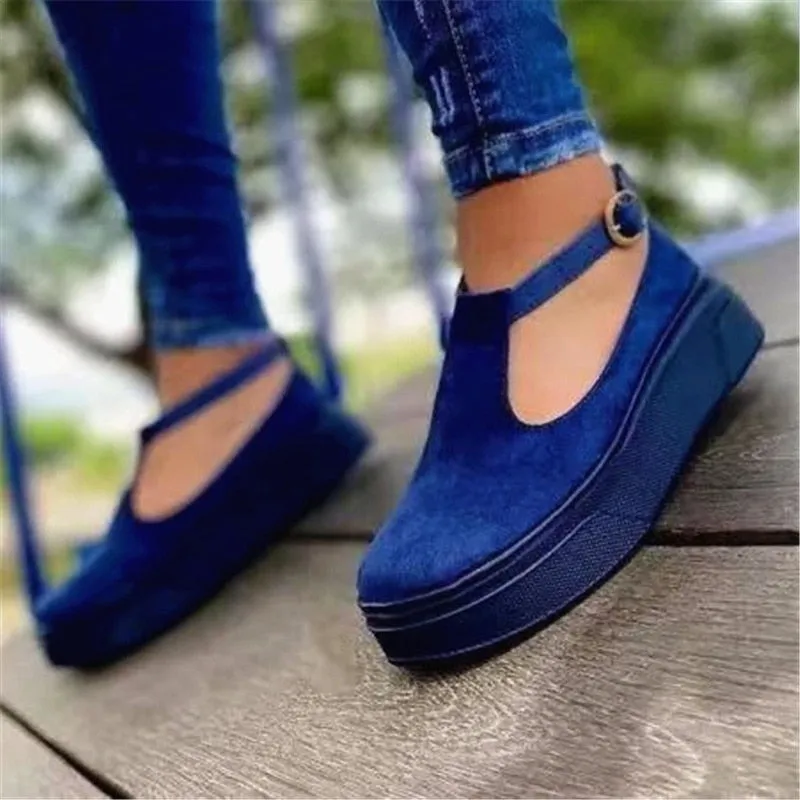 Amozae-Back  To School Outfit   2024 New Women's Platform Vulcanized Summer Flats Women Casual Loafers Plus Size Female Buckle Strap Shoes Fashion Footwear