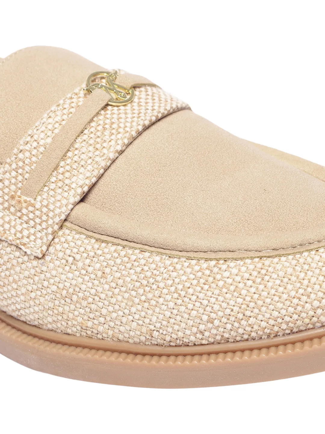 Angelia Beige Flat Loafers