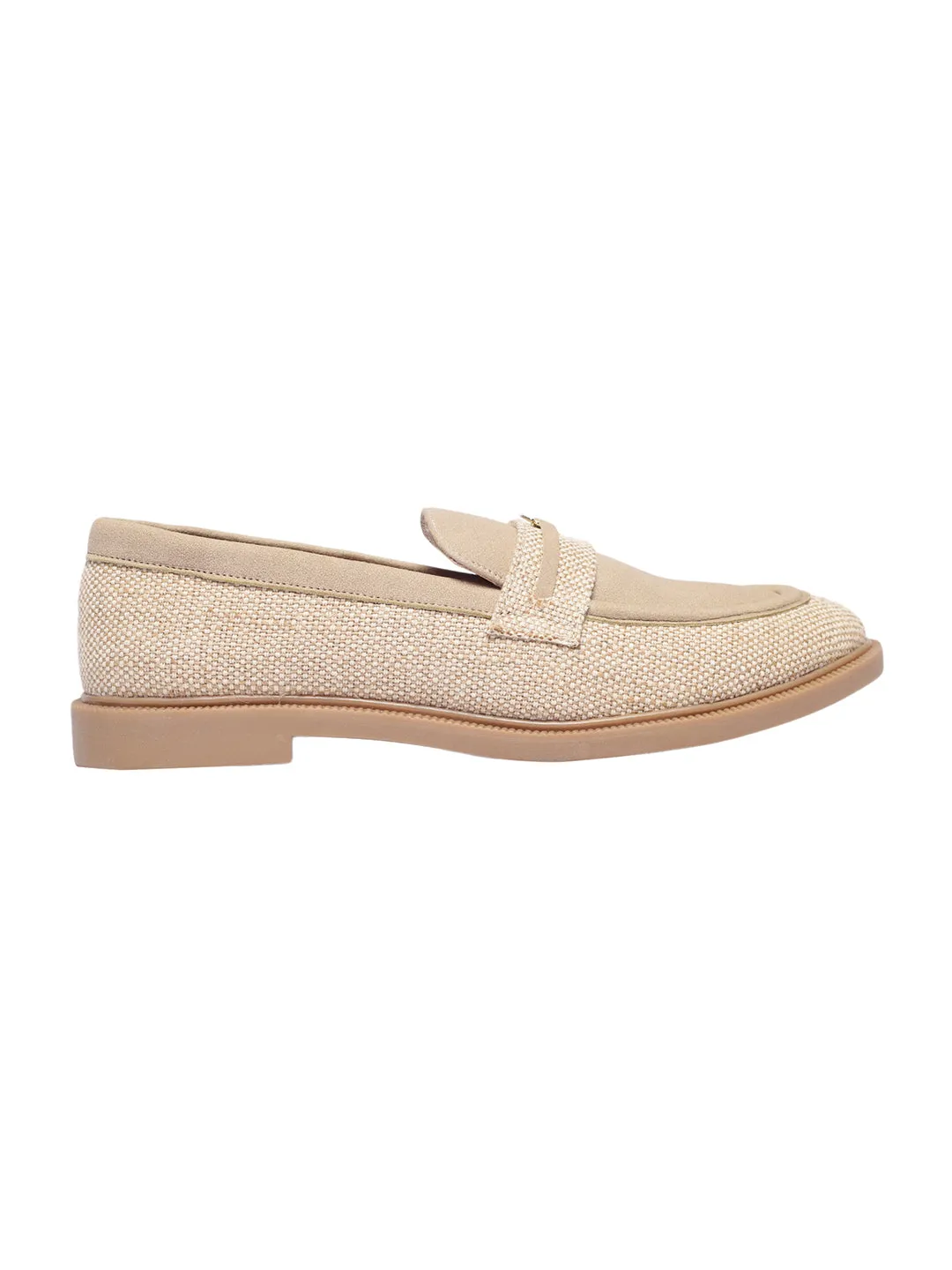 Angelia Beige Flat Loafers