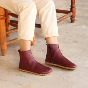 Ankle Barefoot Boots for Women Burgundy