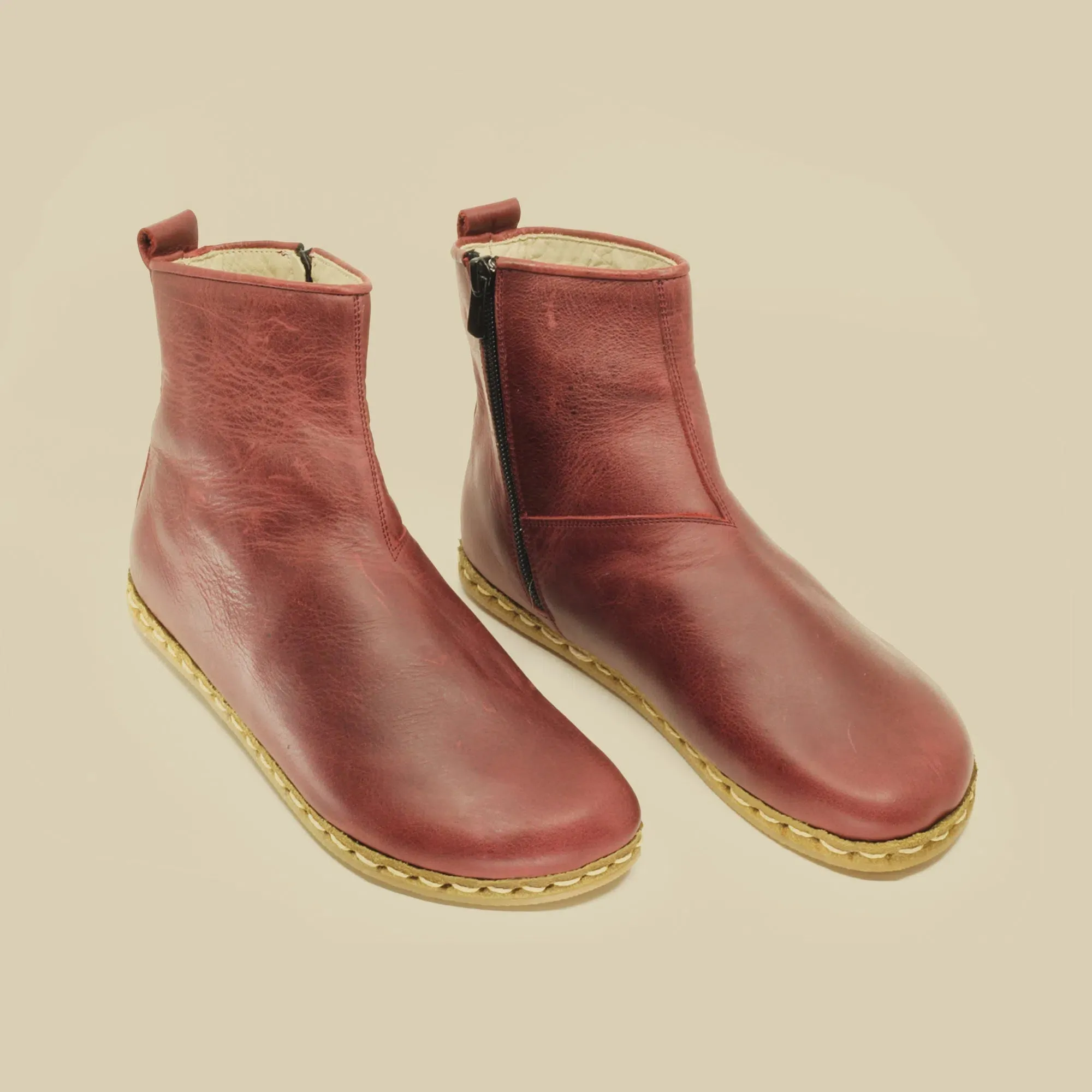 Ankle Barefoot Boots for Women Burgundy