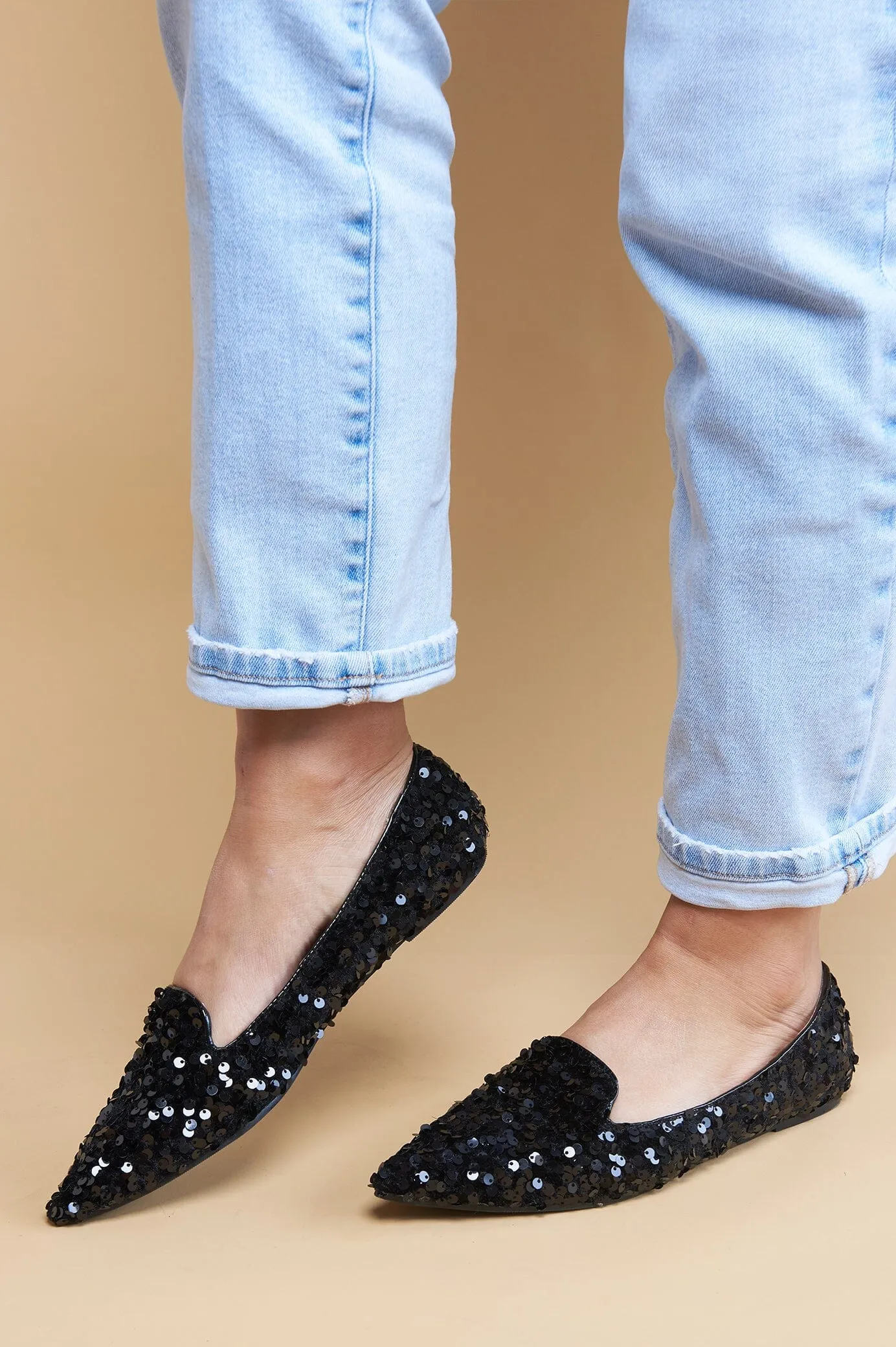 Annabelle Sequin Loafers Black