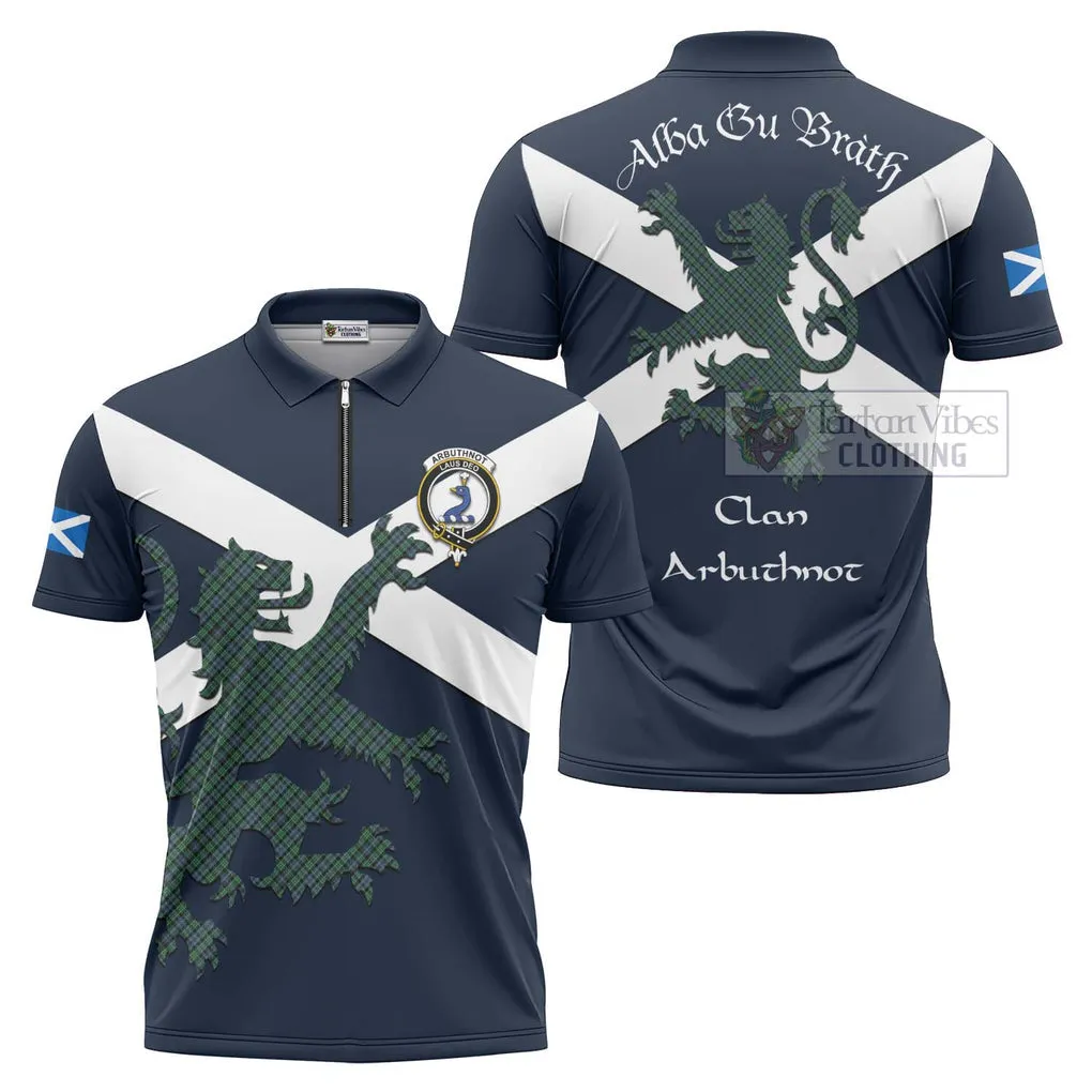 Arbuthnot Tartan Lion Rampant Zipper Polo Shirt Proudly Display Your Heritage with Alba Gu Brath and Clan Name