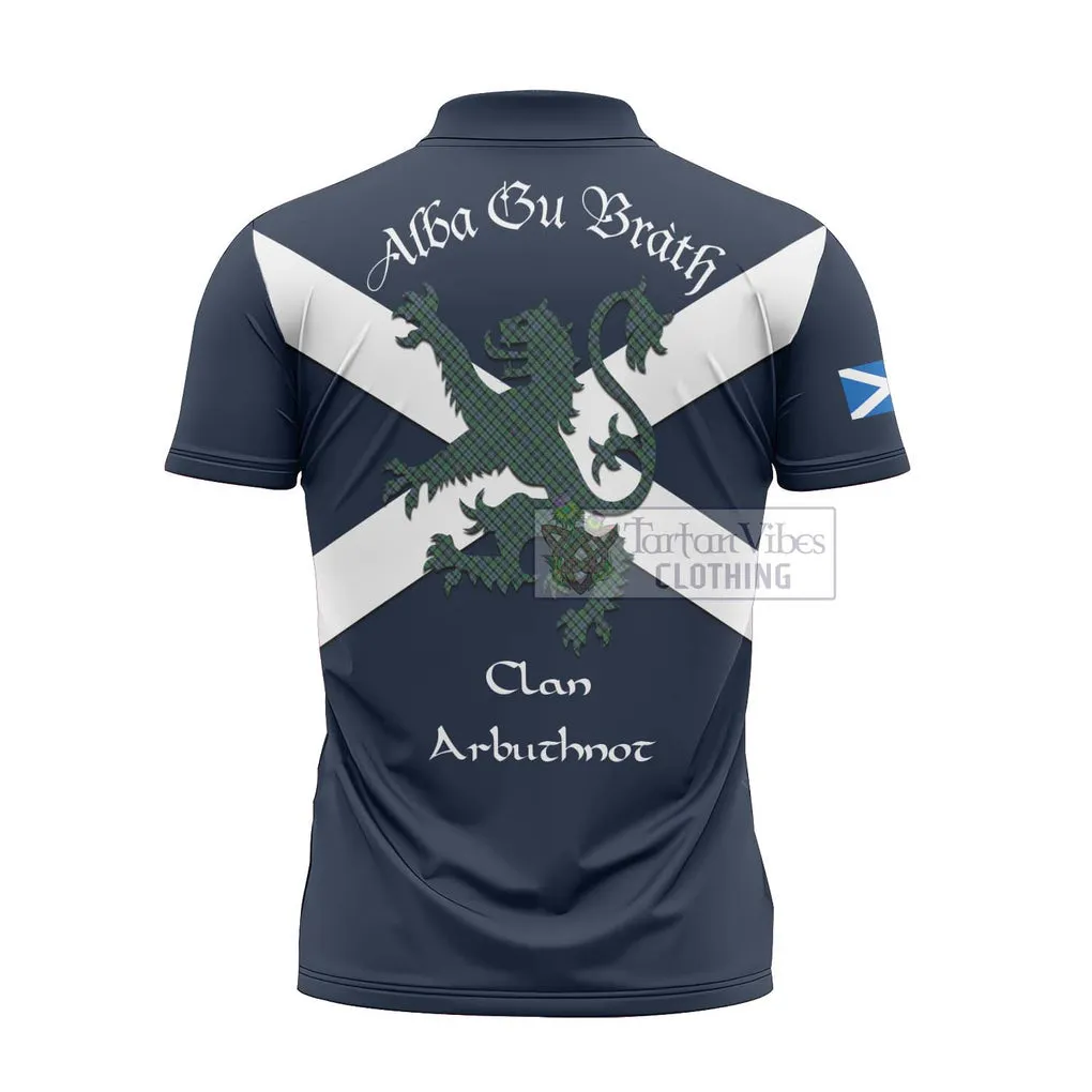 Arbuthnot Tartan Lion Rampant Zipper Polo Shirt Proudly Display Your Heritage with Alba Gu Brath and Clan Name