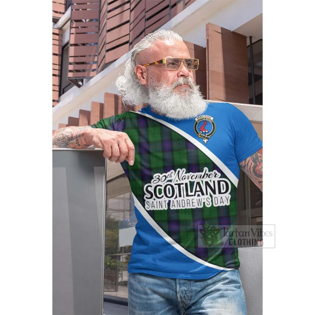 Armstrong Family Crest Tartan Cotton T-shirt Celebrate Saint Andrew's Day in Style