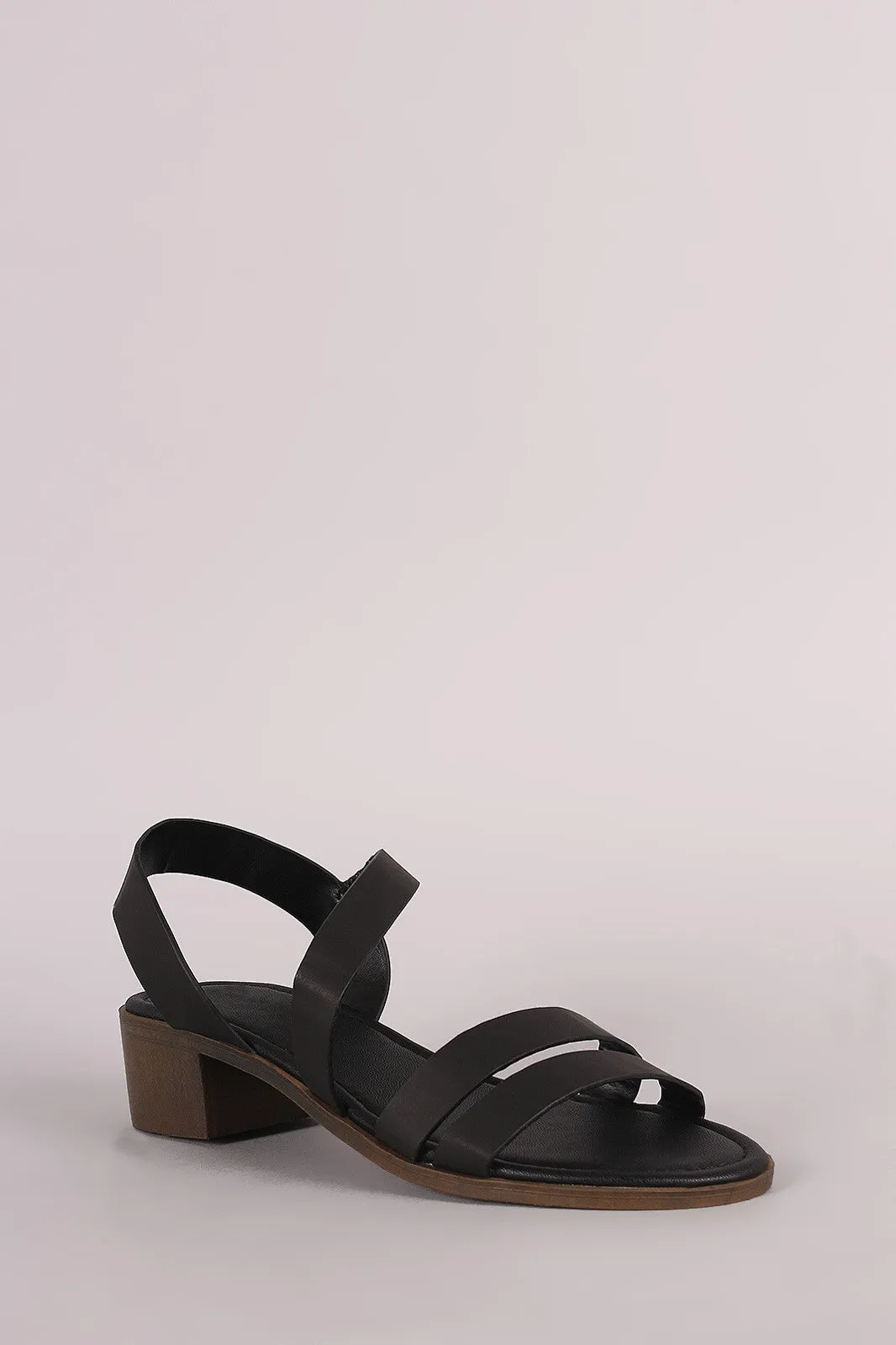 Bamboo Strappy Asymmetrical Block Heel Sandal