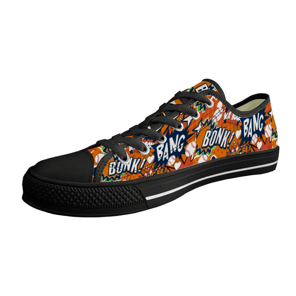 Baseball comic book style  Canvas Shoes Low Top Sneakers