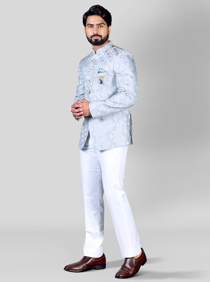 Beige & Sky Blue Jodhpuri Suit | JadeBlue