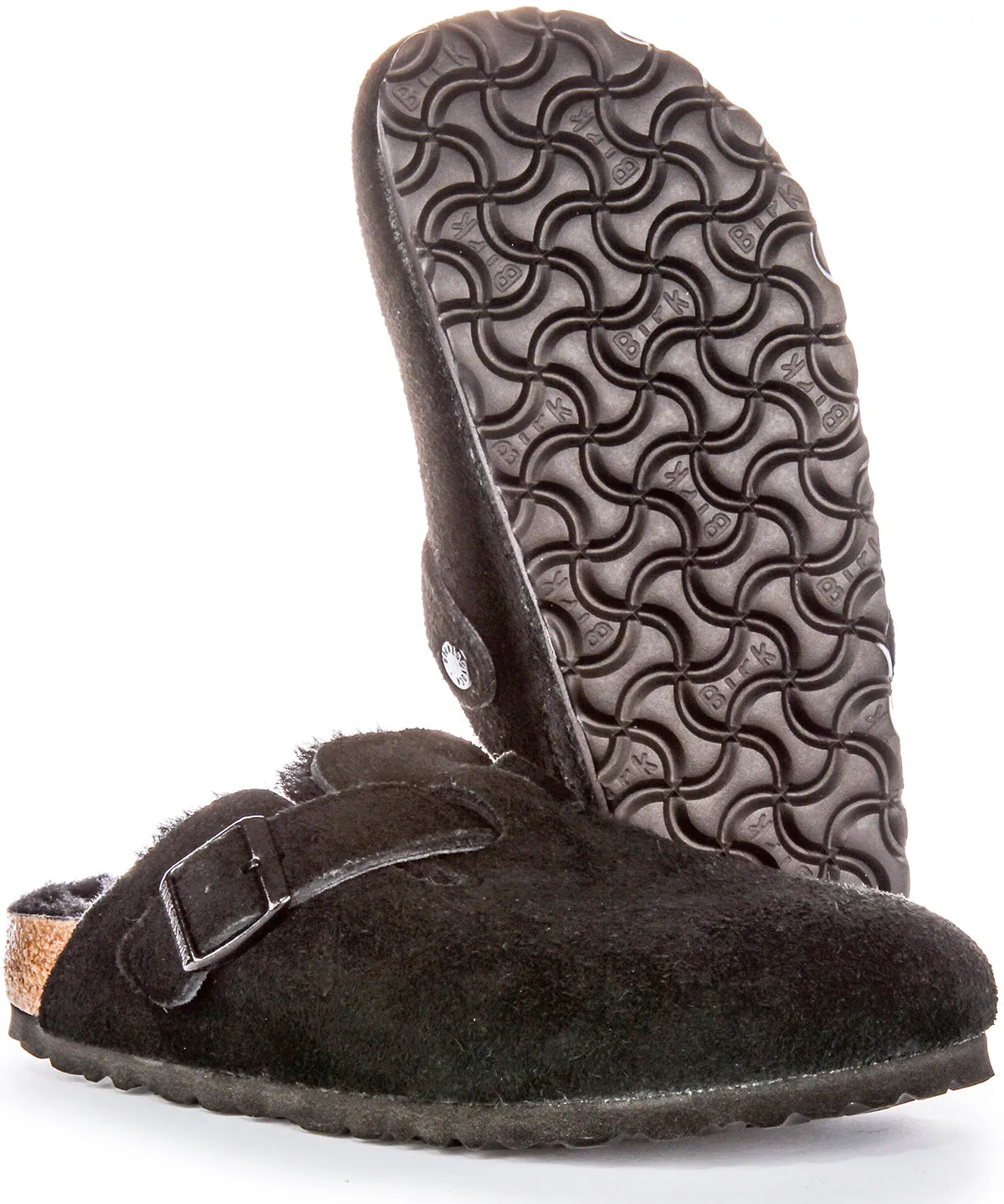 Birkenstock Boston Sherling In Black | Narrow Fit