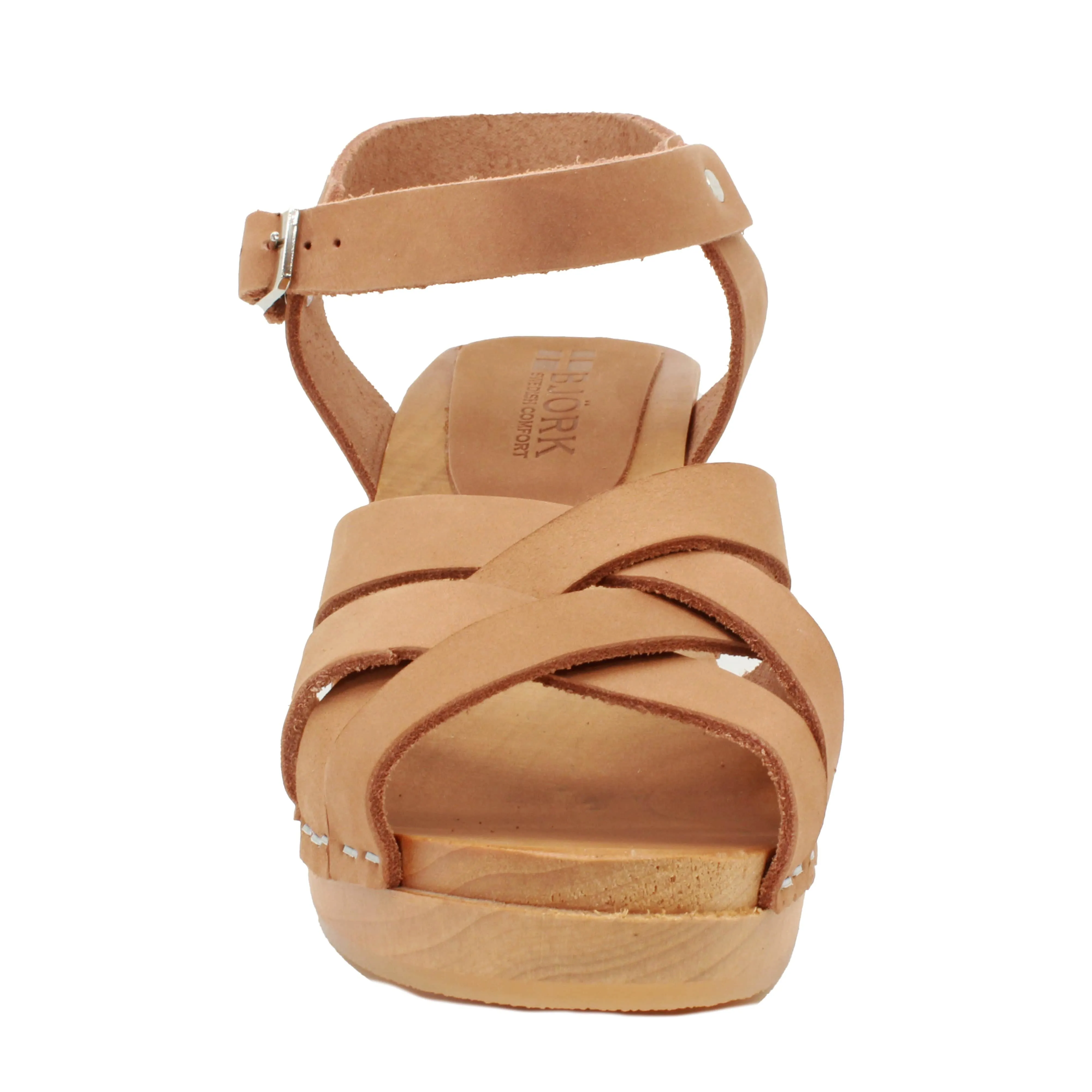 BJORK ULRIKA Swedish Wood Clog Sandals in Nubuck Leather