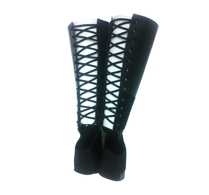 Black Aerial boots w/ WHITE Back Panel   Suede Grip