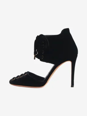 Black Mari velvet lace-up pumps - size EU 38