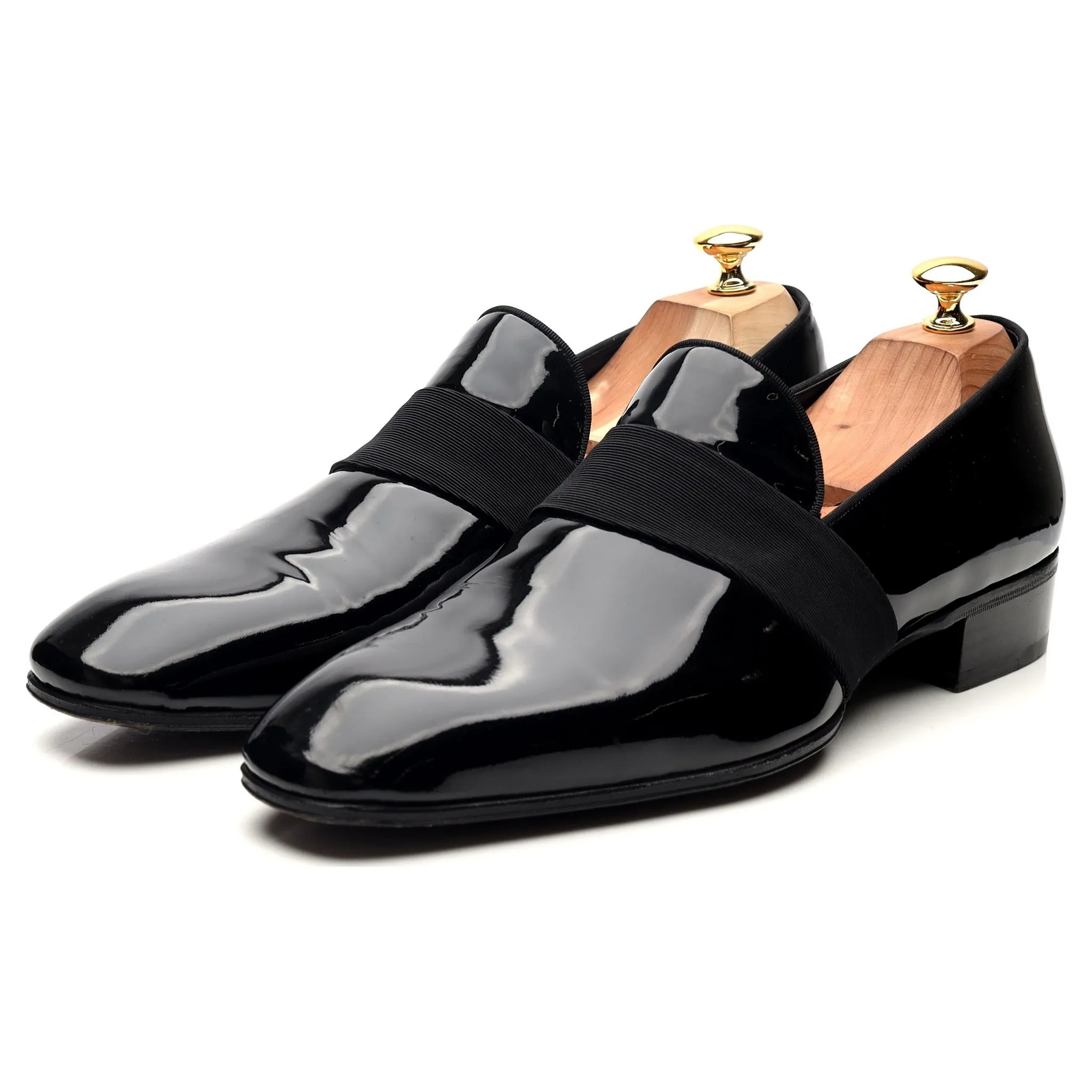 Black Patent Leather Slip On Loafers UK 10 US 11