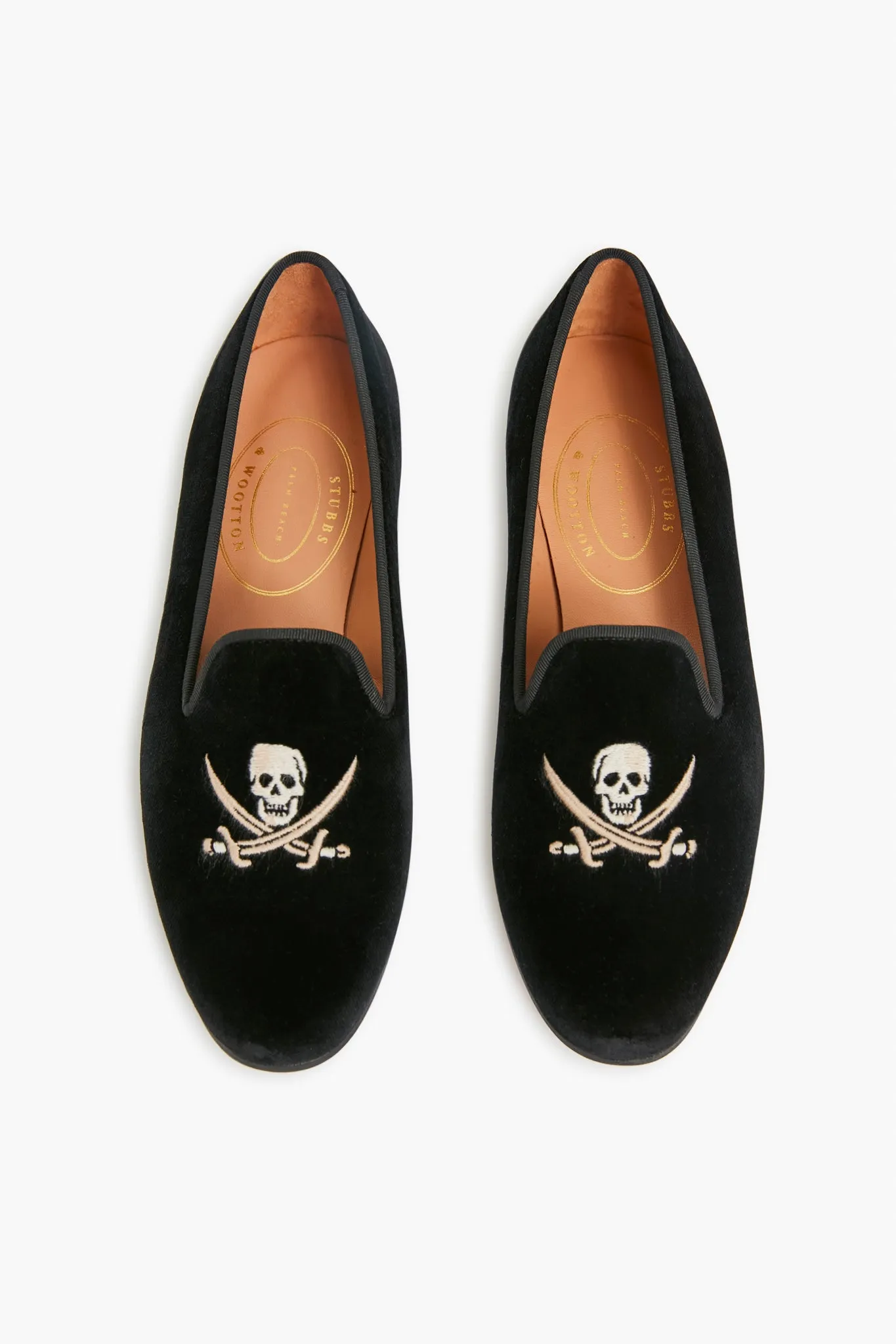 Black Velvet Skull Slippers