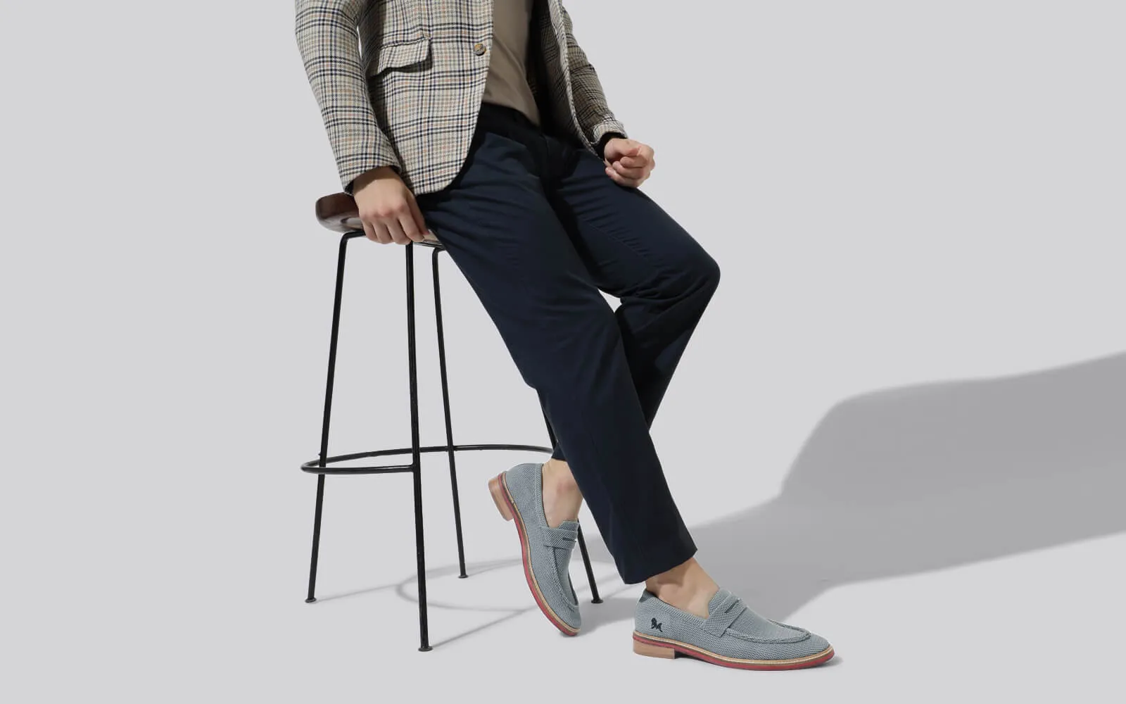 Block Heel Loafers : Grey