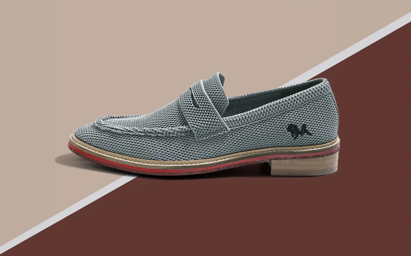 Block Heel Loafers : Grey