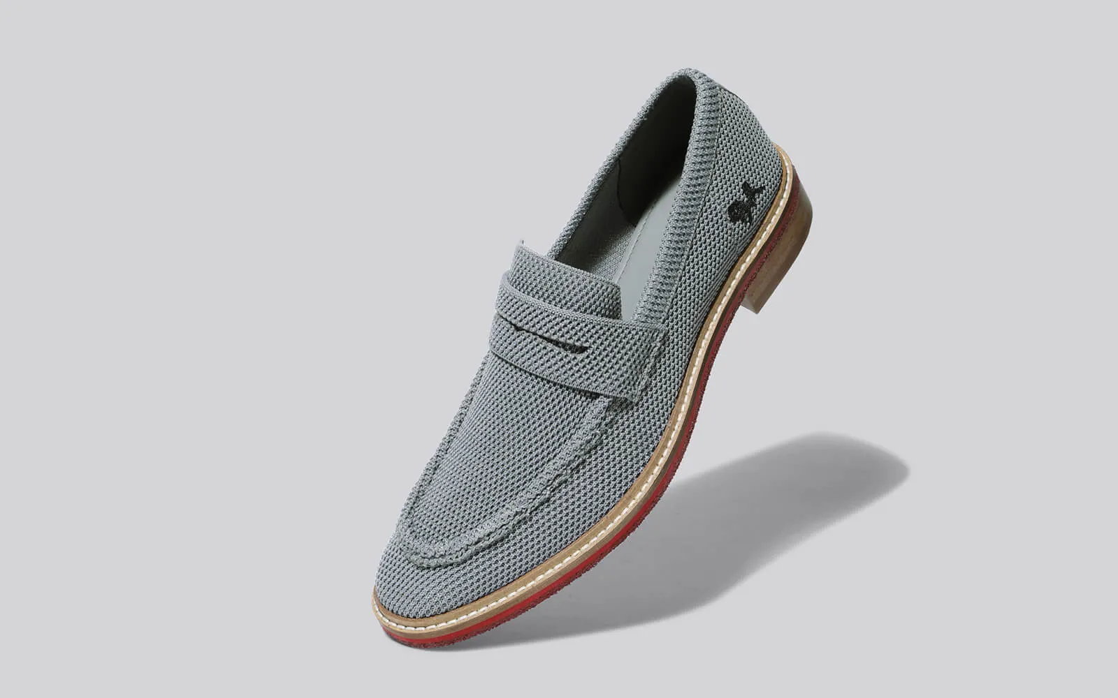 Block Heel Loafers : Grey