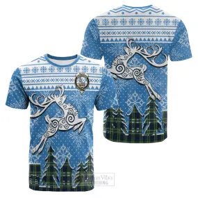 Blyth Clan Christmas Cotton T-shirt Celtic Reindeer Style