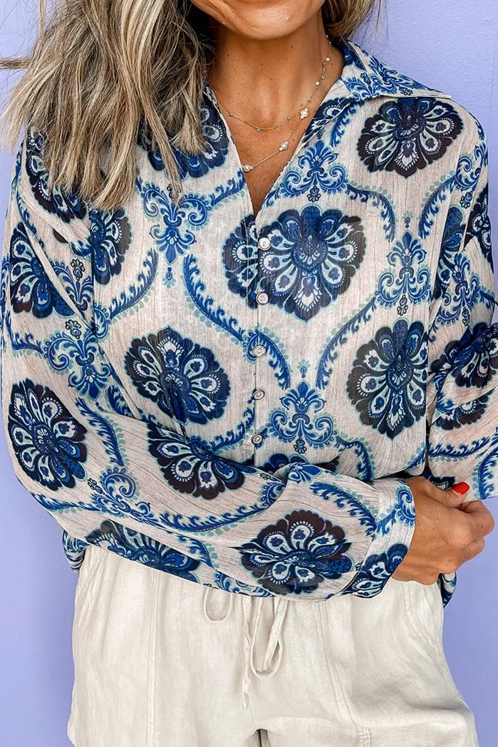 Boho Long Sleeve Buttoned Shirt