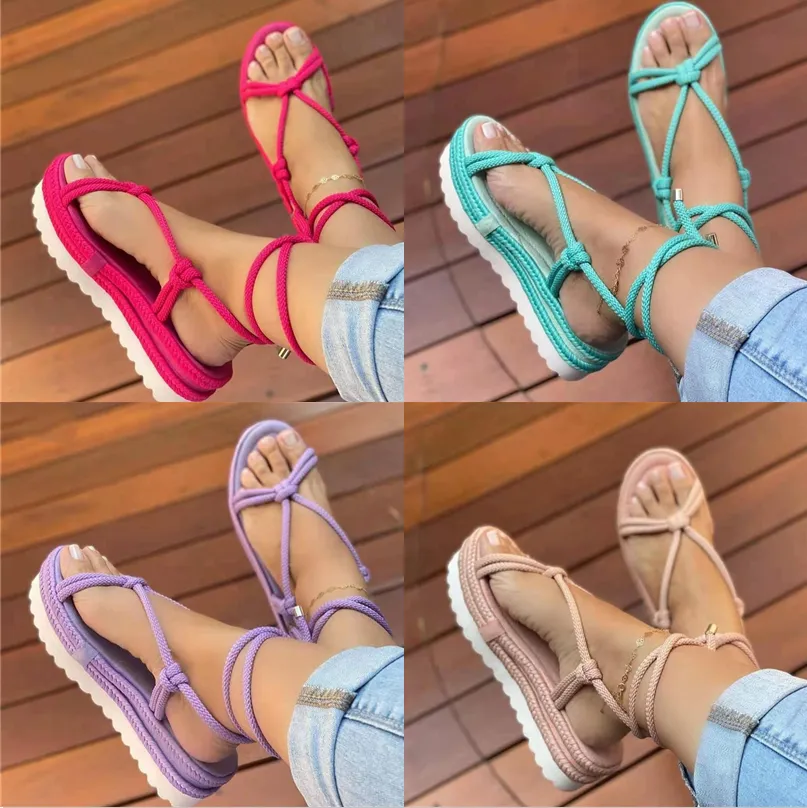 Braided platform plus size strappy sandals（HPSD196）