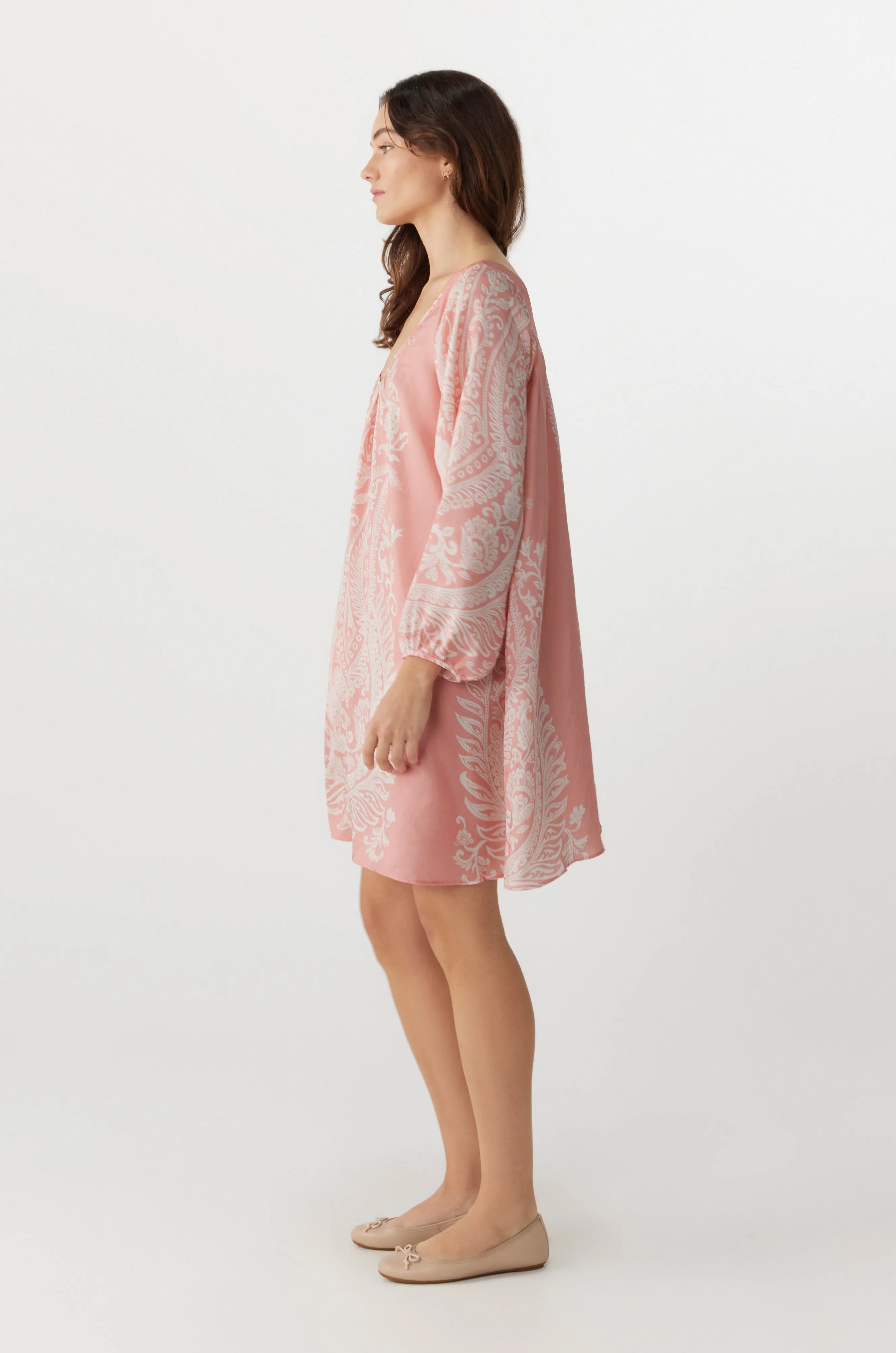 BY Anu Scoop neck Paisley Silk dress Pink