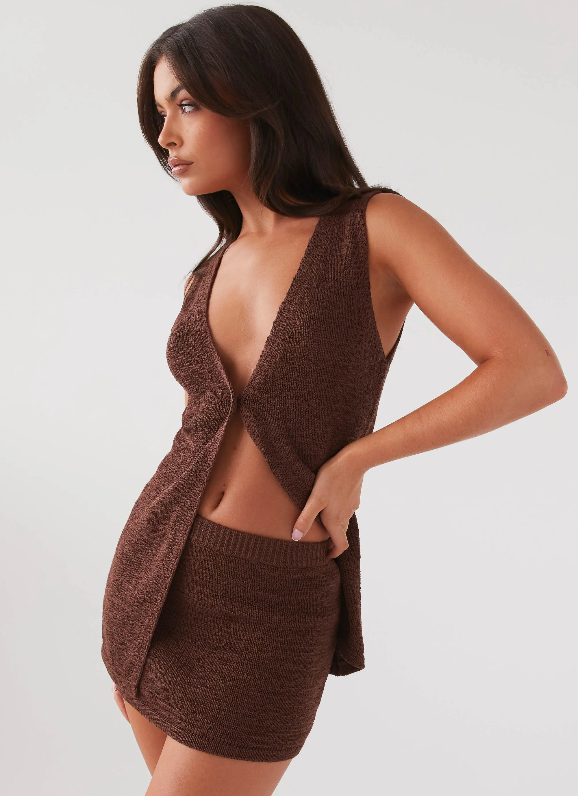 Capri Glow Knit Skirt - Chocolate