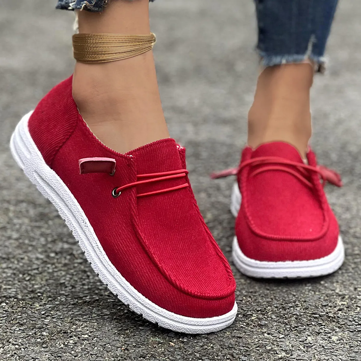 Casual Slip-on Flats Shoes Women Fashion Solid Color Loafers Lazy Shoes