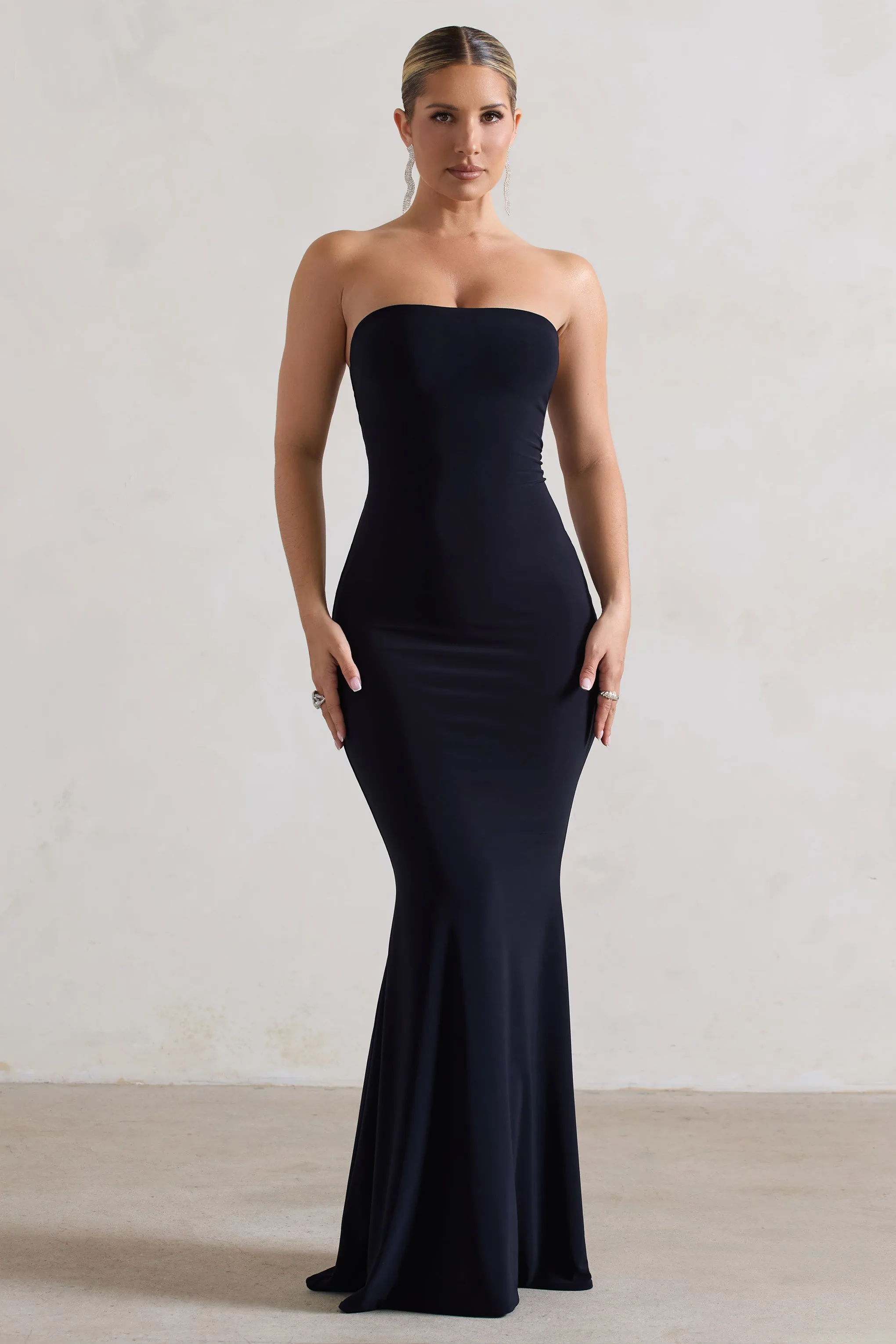 Ceremony | Navy Bandeau Fishtail Maxi Dress