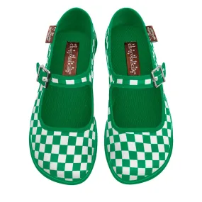 Chocolaticas® Checkers Green Women's Mary Jane Flat