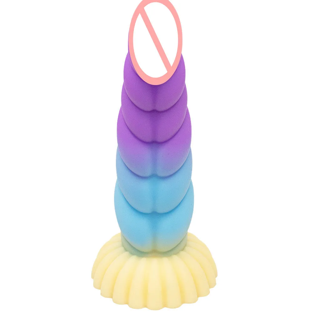 Colorful Braid Dildo Vibrator Liquid Silicone Anal Plug