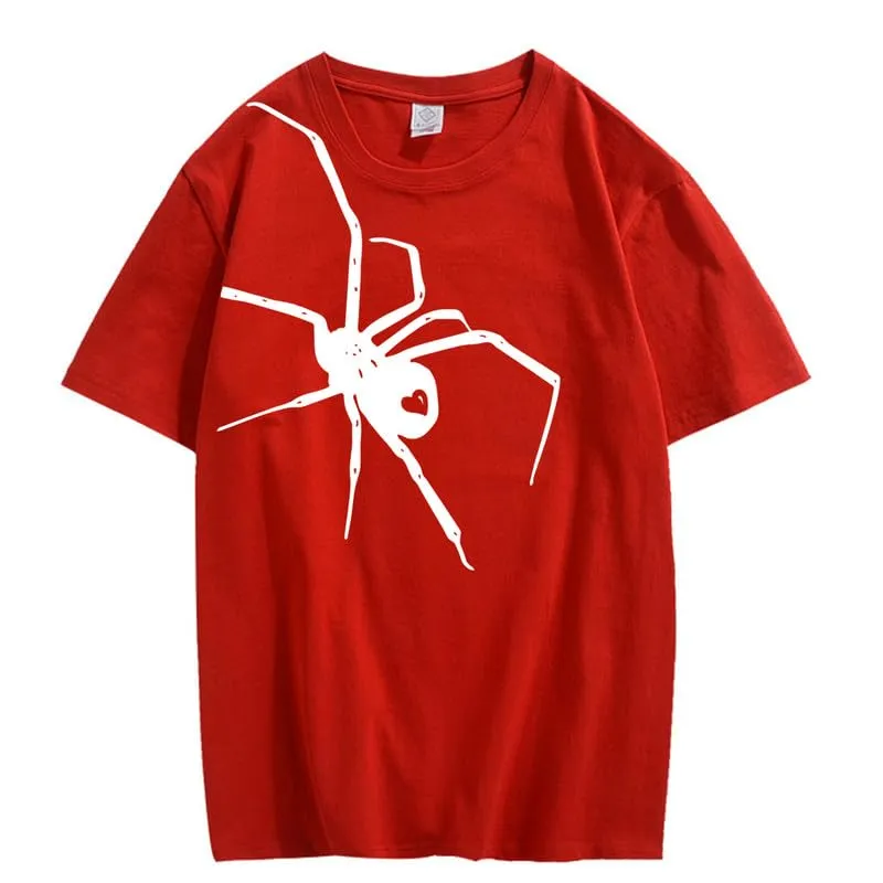 CORIRESHA Teen Halloween Spider Graphics T-Shirt Simple Crewneck Short Sleeve Summer Top