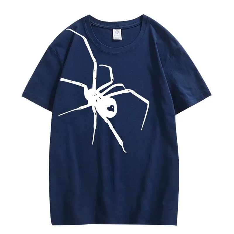 CORIRESHA Teen Halloween Spider Graphics T-Shirt Simple Crewneck Short Sleeve Summer Top