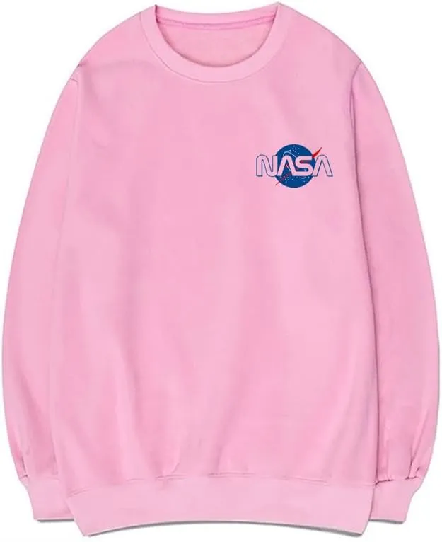 CORIRESHA Teen NASA Printed Crewneck Long Sleeve Casual Fashion Pullover Sweatshirt