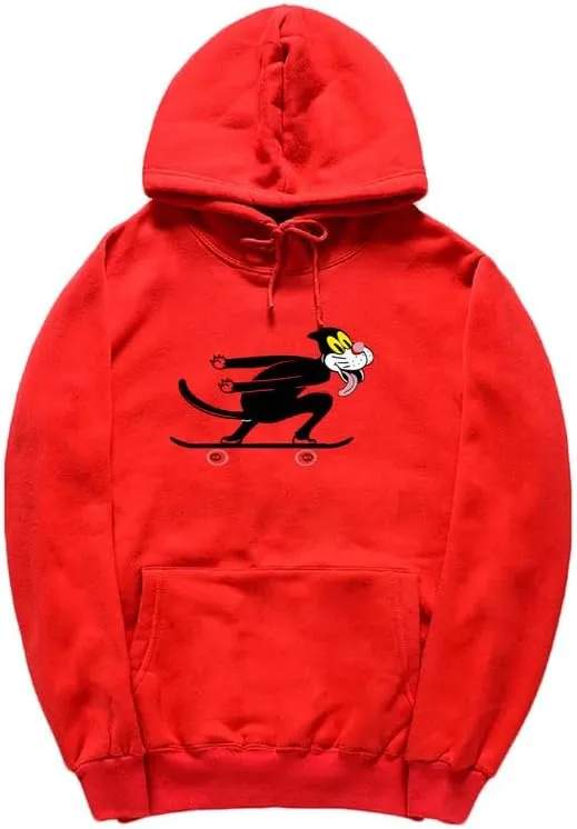 CORIRESHA Teen Skateboard Cat Hoodie Long Sleeve Drawstring Kangaroo Pocket Cute Sweatshirt