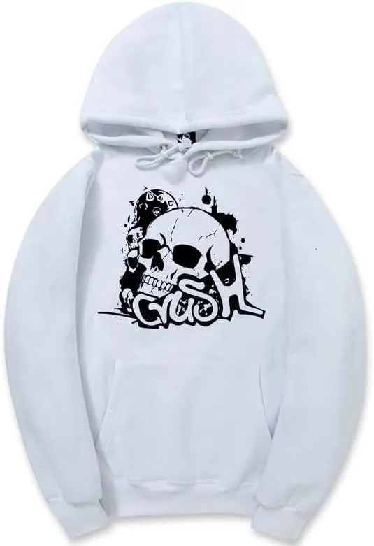 CORIRESHA Unisex Skull Hoodie Long Sleeve Drawstring Kangaroo Pocket Y2K Halloween Sweatshirt