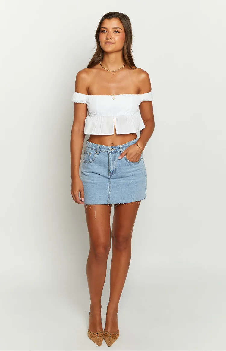 Dandi White Off The Shoulder Crop Top