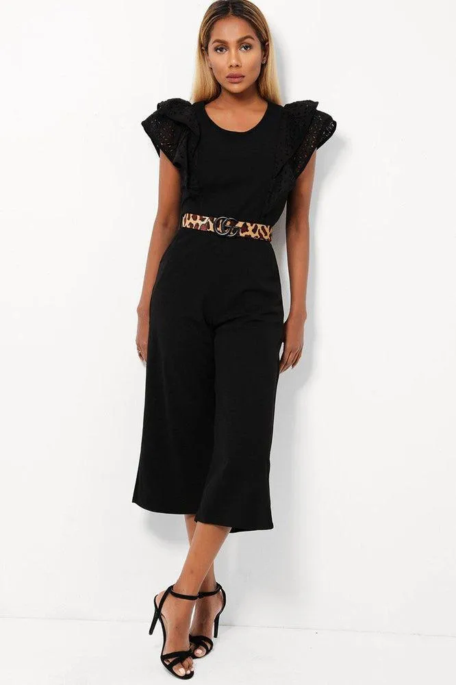 Double Wing Sleeves Cropped Wide Leg Jumpsuit