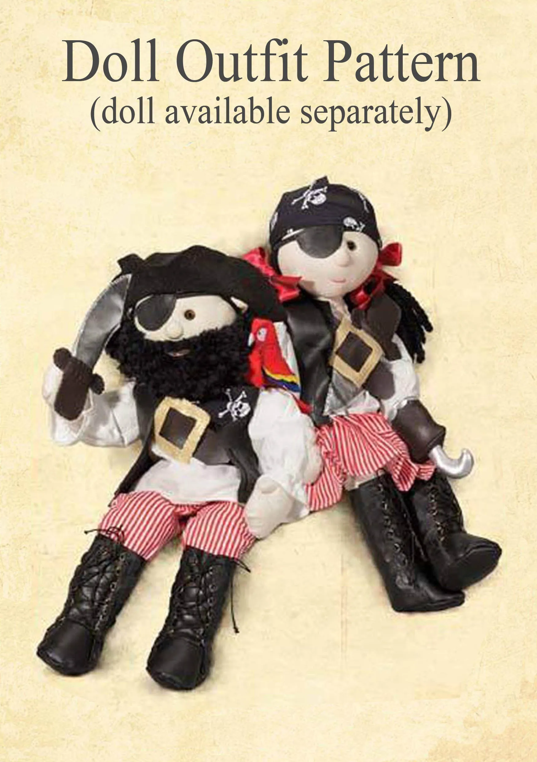 *DOWNLOAD* - A4 Pattern and Instructions - Rag Doll Pirate Outfit to fit our 54cm Rag Doll