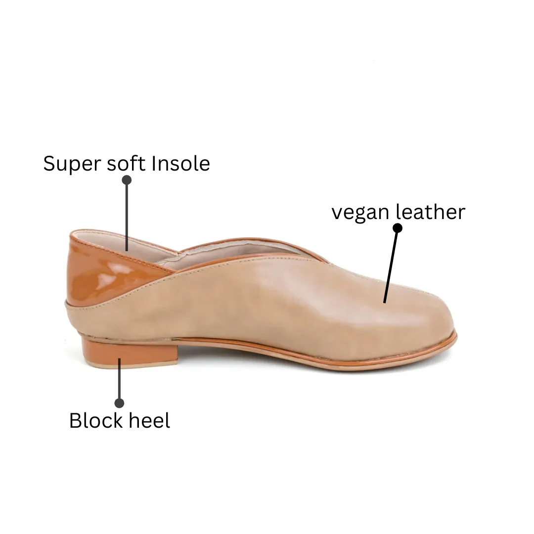 Dual-Tone Block Heel Ballerina